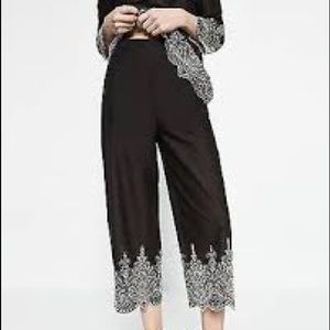Zara black embroidered culotte pants
